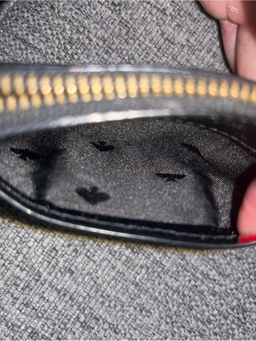 kate spade Black Leather Zip Card Pouch with Gold Hardware